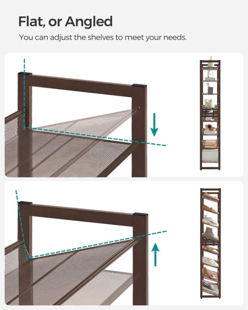 8 Tier Shoe Rack With Metal Shelves – product view 8 | Ridgefield Furniture