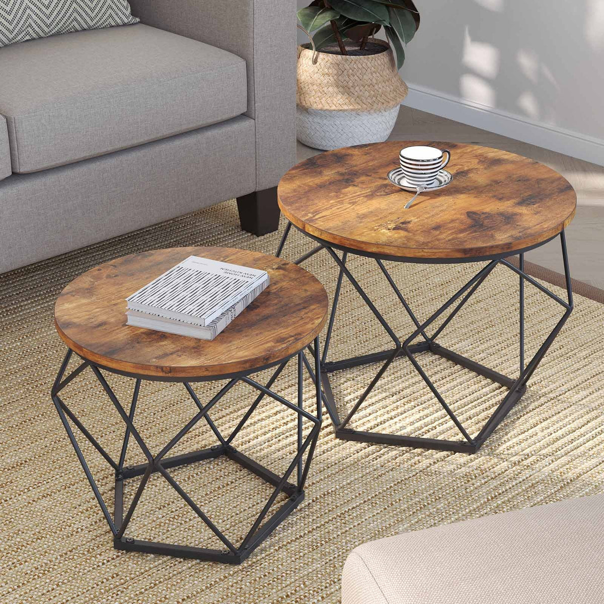 Set Of 2 Round Coffee Tables, Nesting Side Tables 19.7 And 23.6 Inch - product photo 33
