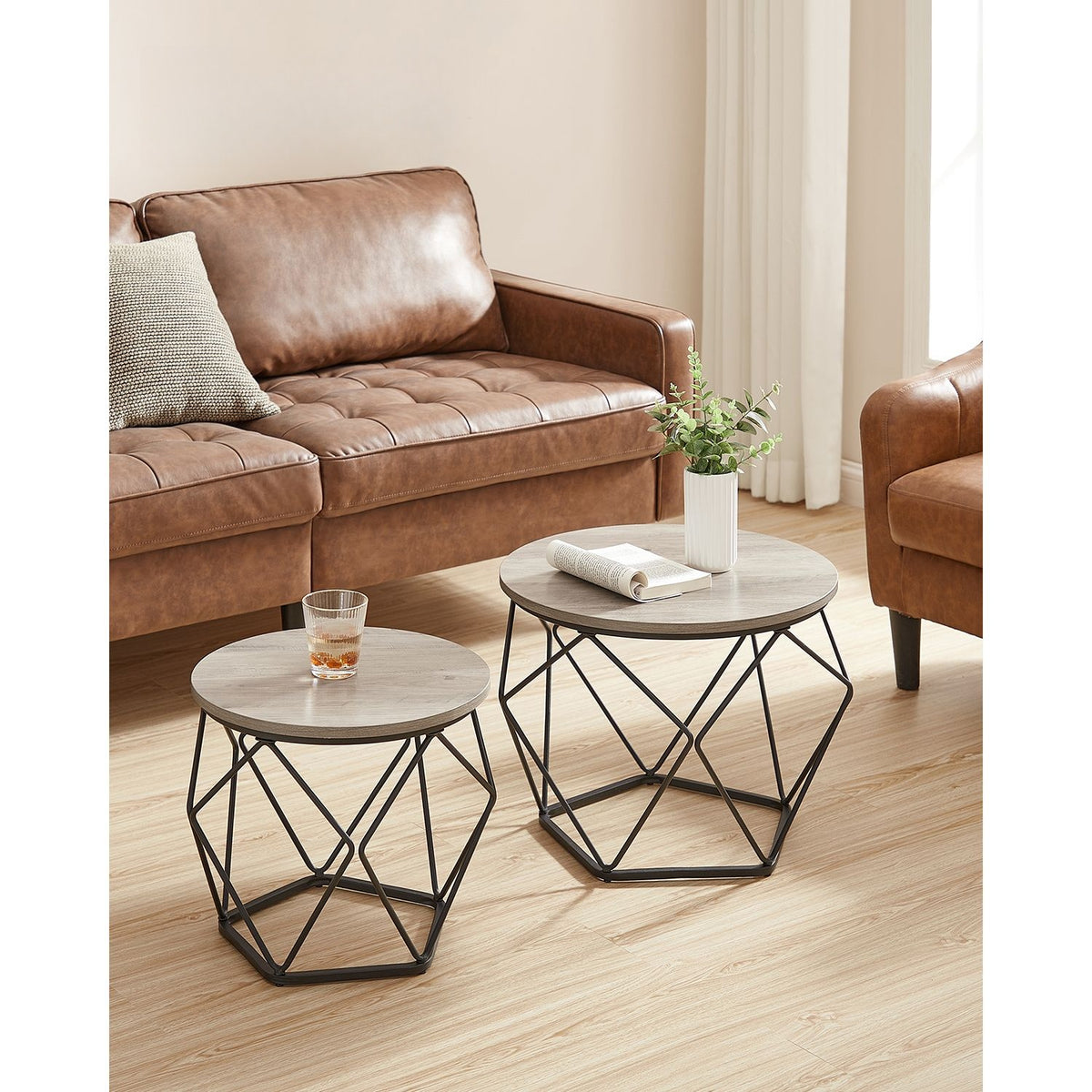 Set Of 2 Round Coffee Tables, Nesting Side Tables 19.7 And 23.6 Inch - product photo 43