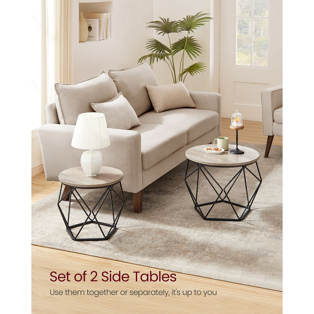 Set Of 2 Round Coffee Tables, Nesting Side Tables 19.7 And 23.6 Inch - product photo 44