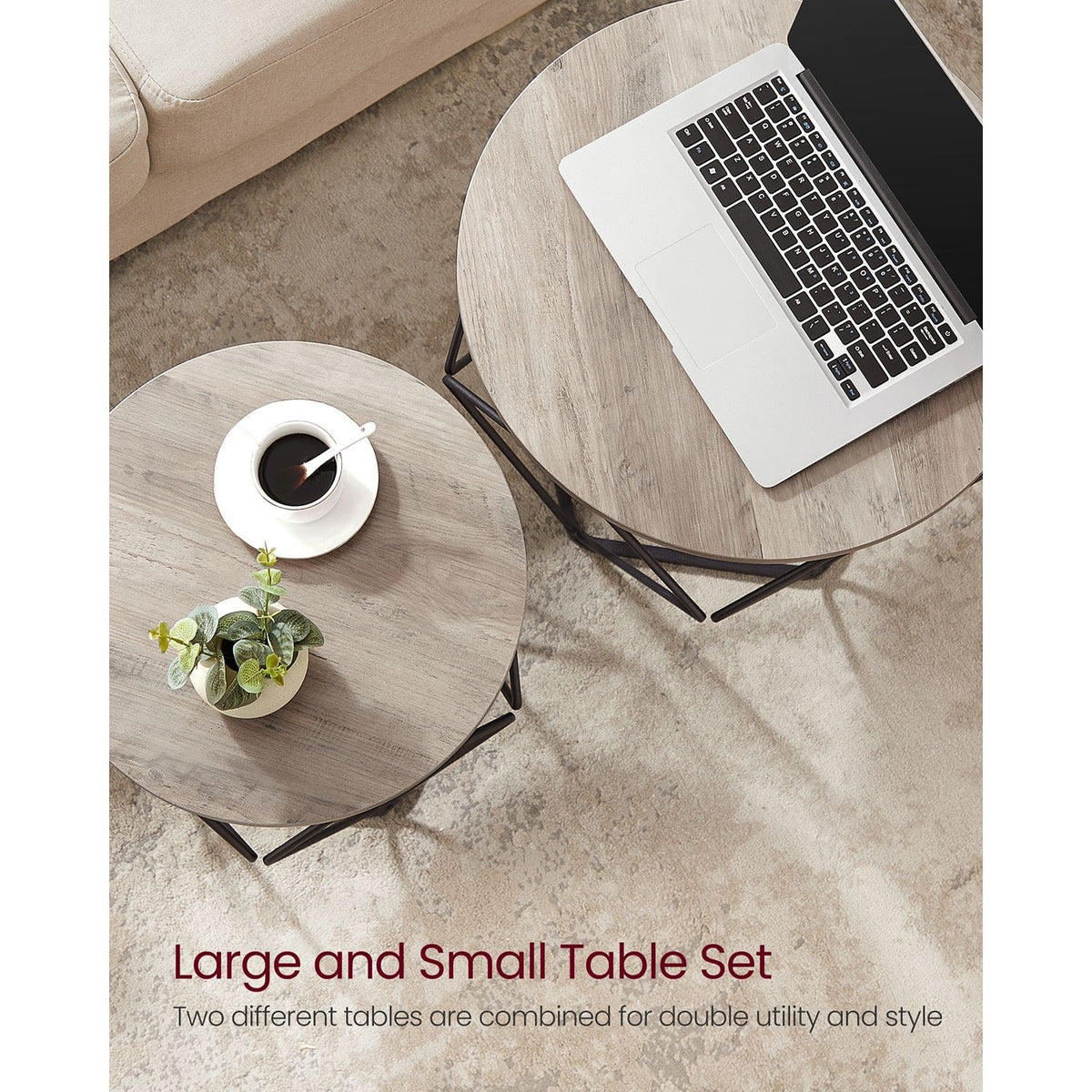 Set Of 2 Round Coffee Tables, Nesting Side Tables 19.7 And 23.6 Inch - product photo 47