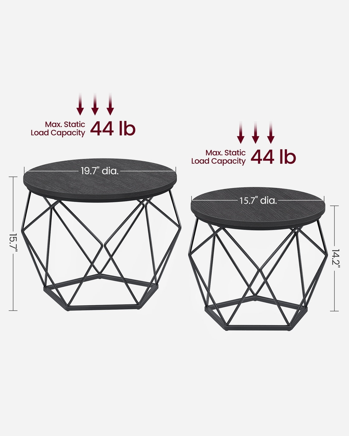 Set Of 2 Round Coffee Tables, Nesting Side Tables 19.7 And 23.6 Inch - product photo 51