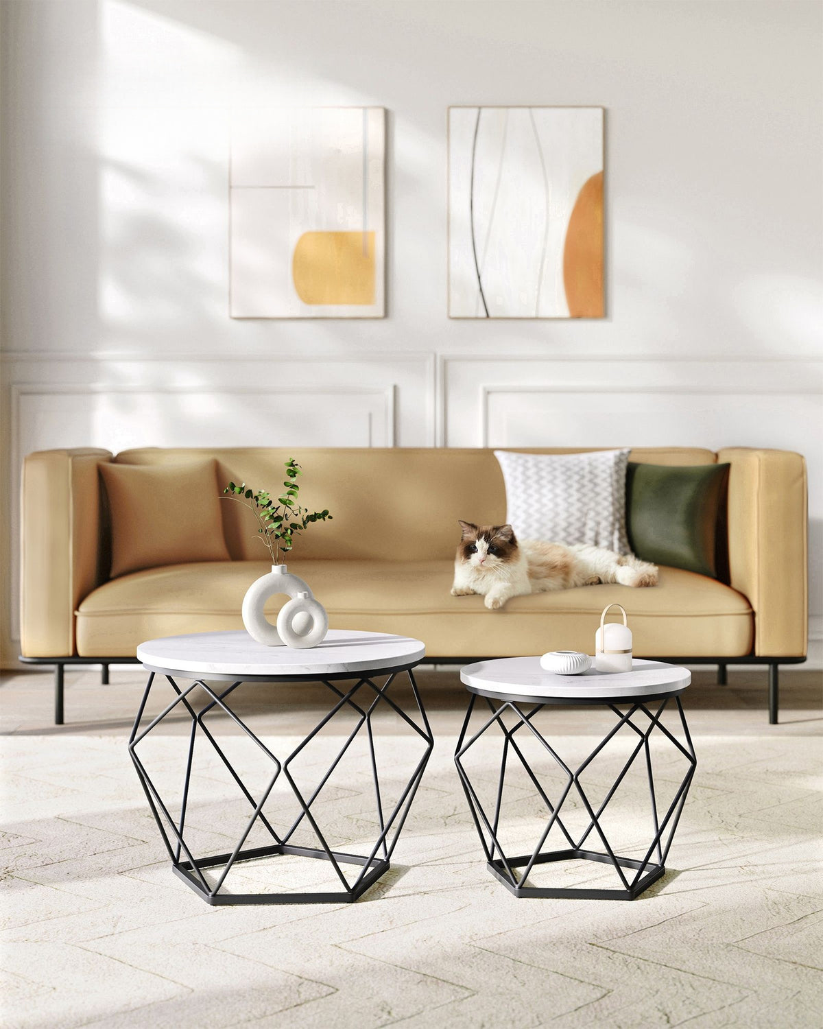 Set Of 2 Round Coffee Tables, Nesting Side Tables 19.7 And 23.6 Inch - product photo 54