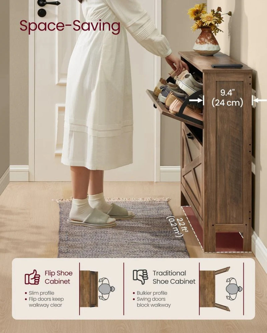 Shoe Storage Cabinet With Flip Drawers – product view 3 | Ridgefield Furniture
