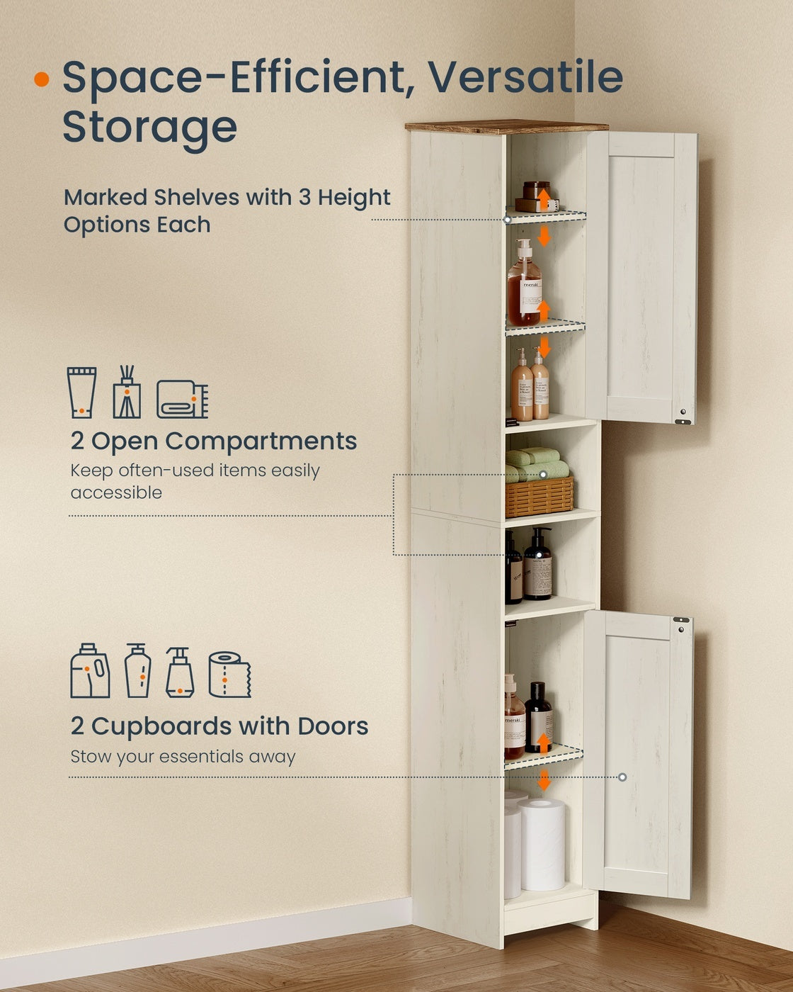 Slim Freestanding Storage Cabinet With Adjustable Shelves - product photo 04