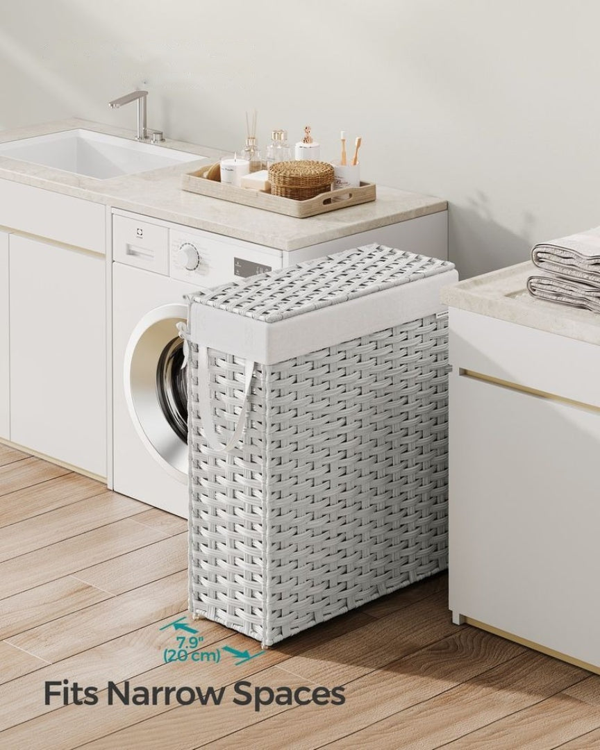 Slim Laundry Hamper With Lid 14.5 Gallon Rattan Basket – product view 11 | Ridgefield Furniture