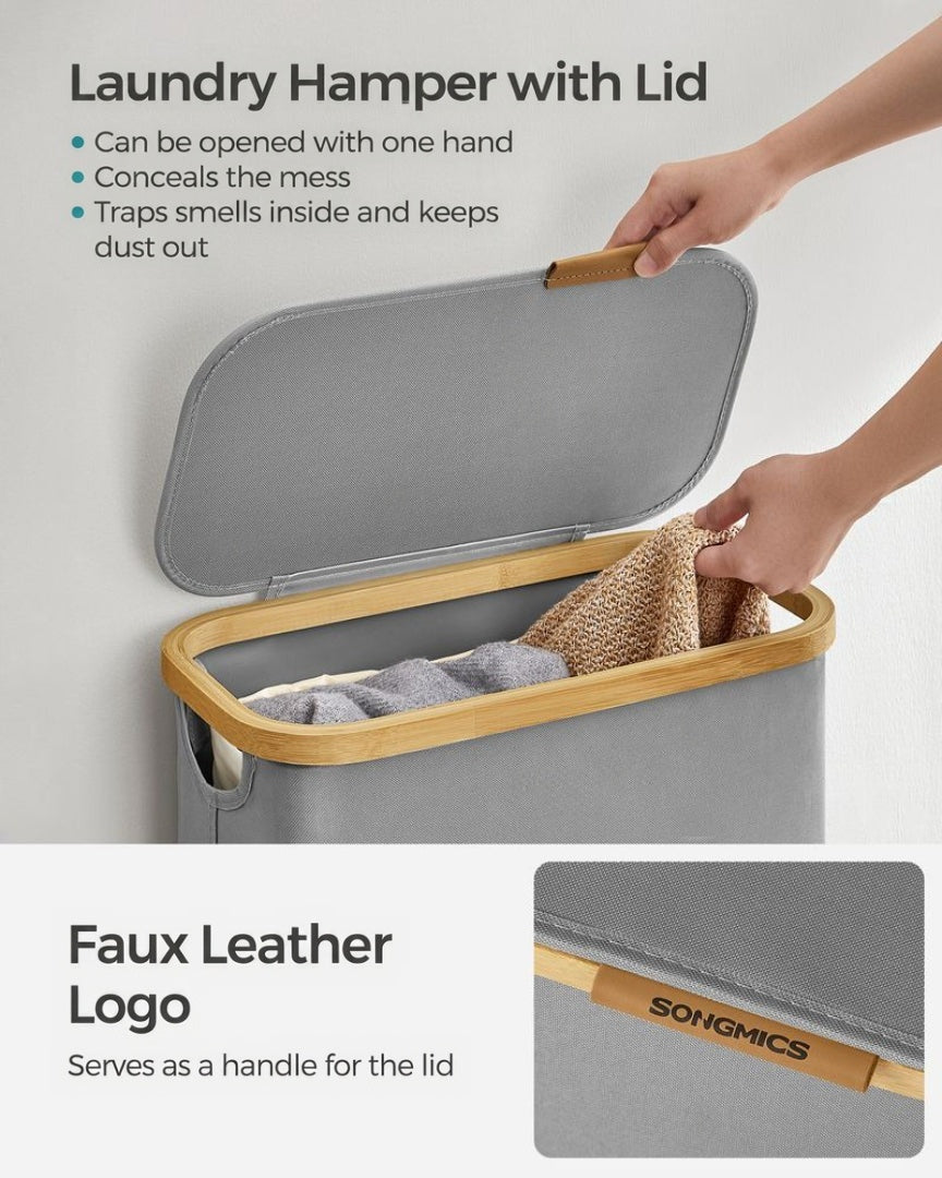 Slim Laundry Hamper With Lid 34.3 Gallon 2 Section Sorter – product view 17 | Ridgefield Furniture