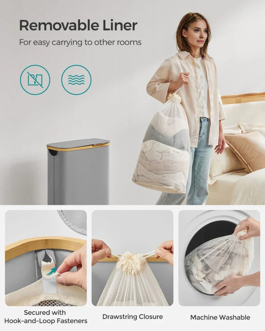 Slim Laundry Hamper With Lid 34.3 Gallon 2 Section Sorter – product view 18 | Ridgefield Furniture