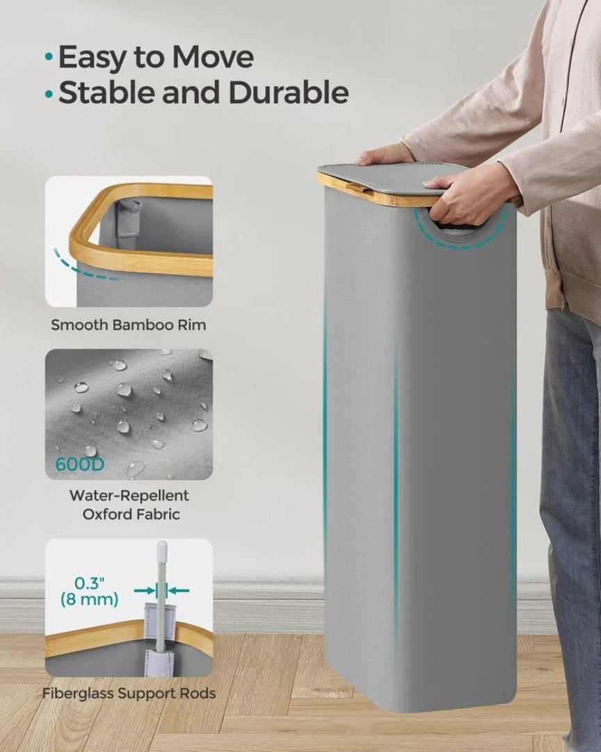 Slim Laundry Hamper With Lid 34.3 Gallon 2 Section Sorter – product view 20 | Ridgefield Furniture