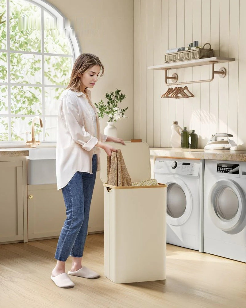 Slim Laundry Hamper With Lid 34.3 Gallon 2 Section Sorter – product view 34 | Ridgefield Furniture