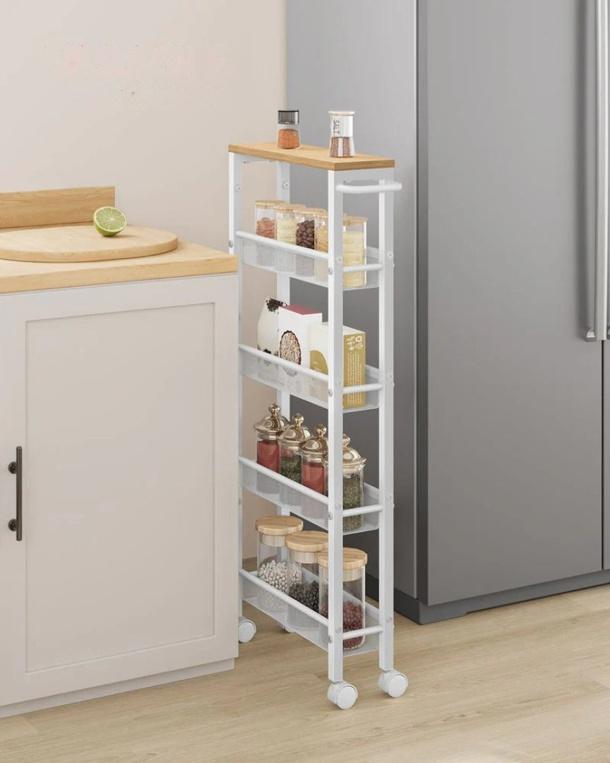 Slim Rolling Storage Cart 4 Or 5 Tier Narrow Utility – product view 35 | Ridgefield Furniture
