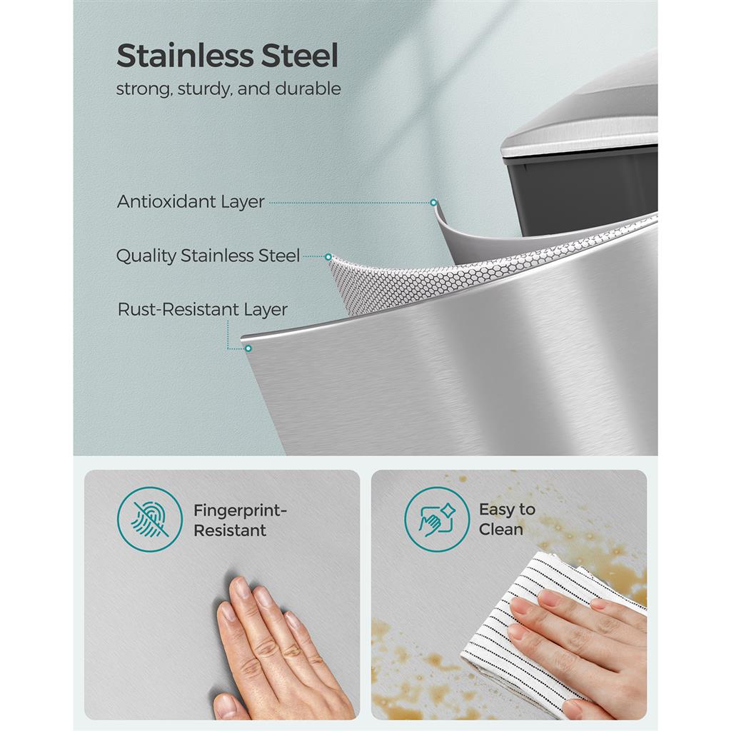 Slim Stainless Steel Trash Bin - product photo 04