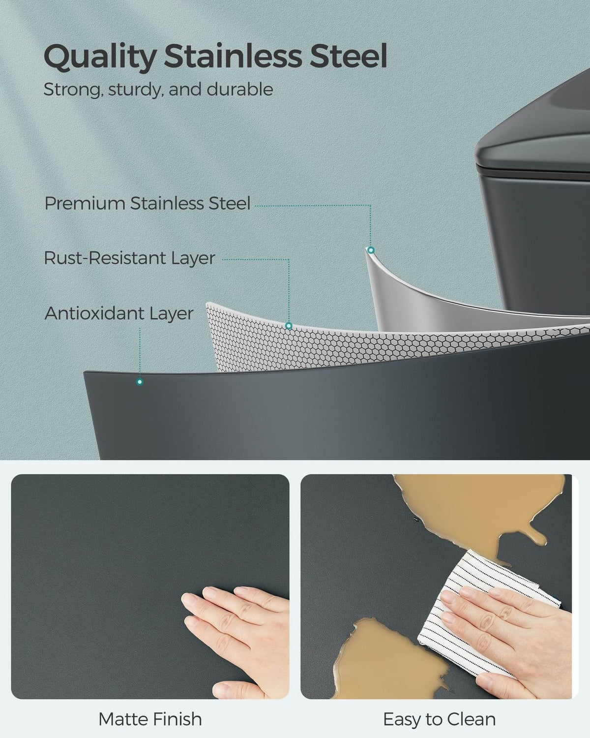 Slim Stainless Steel Trash Bin - product photo 29