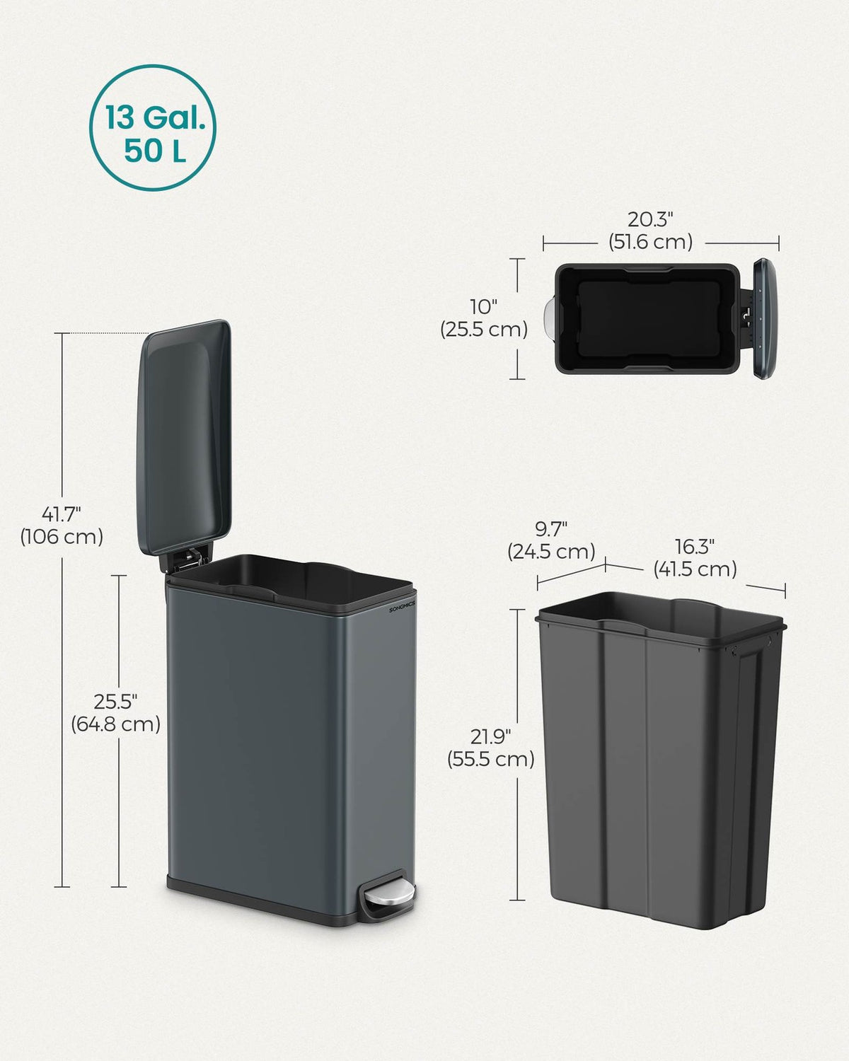 Slim Stainless Steel Trash Bin - product photo 31