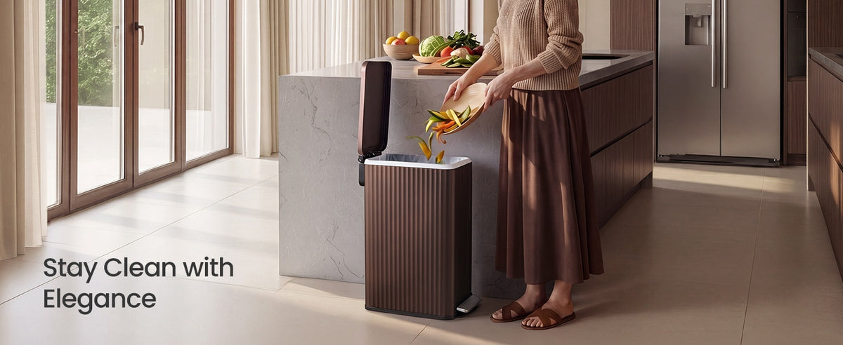 Slim Stainless Steel Trash Can With Lid And Removable Inner Bucket - product photo 39