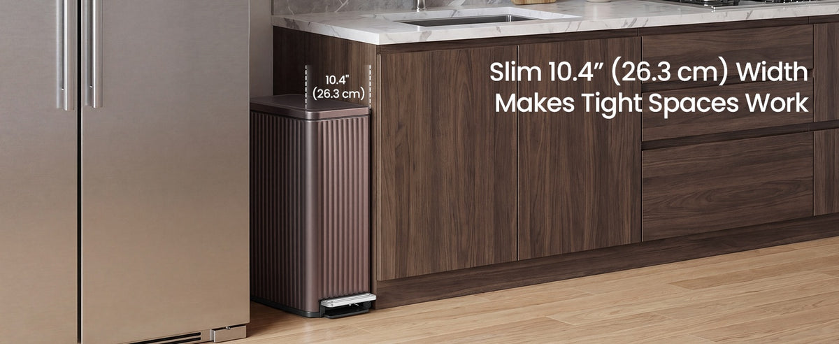 Slim Stainless Steel Trash Can With Lid And Removable Inner Bucket - product photo 42