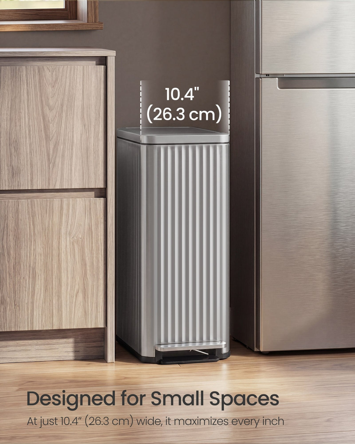 Slim Stainless Steel Trash Can With Lid And Removable Inner Bucket - product photo 55
