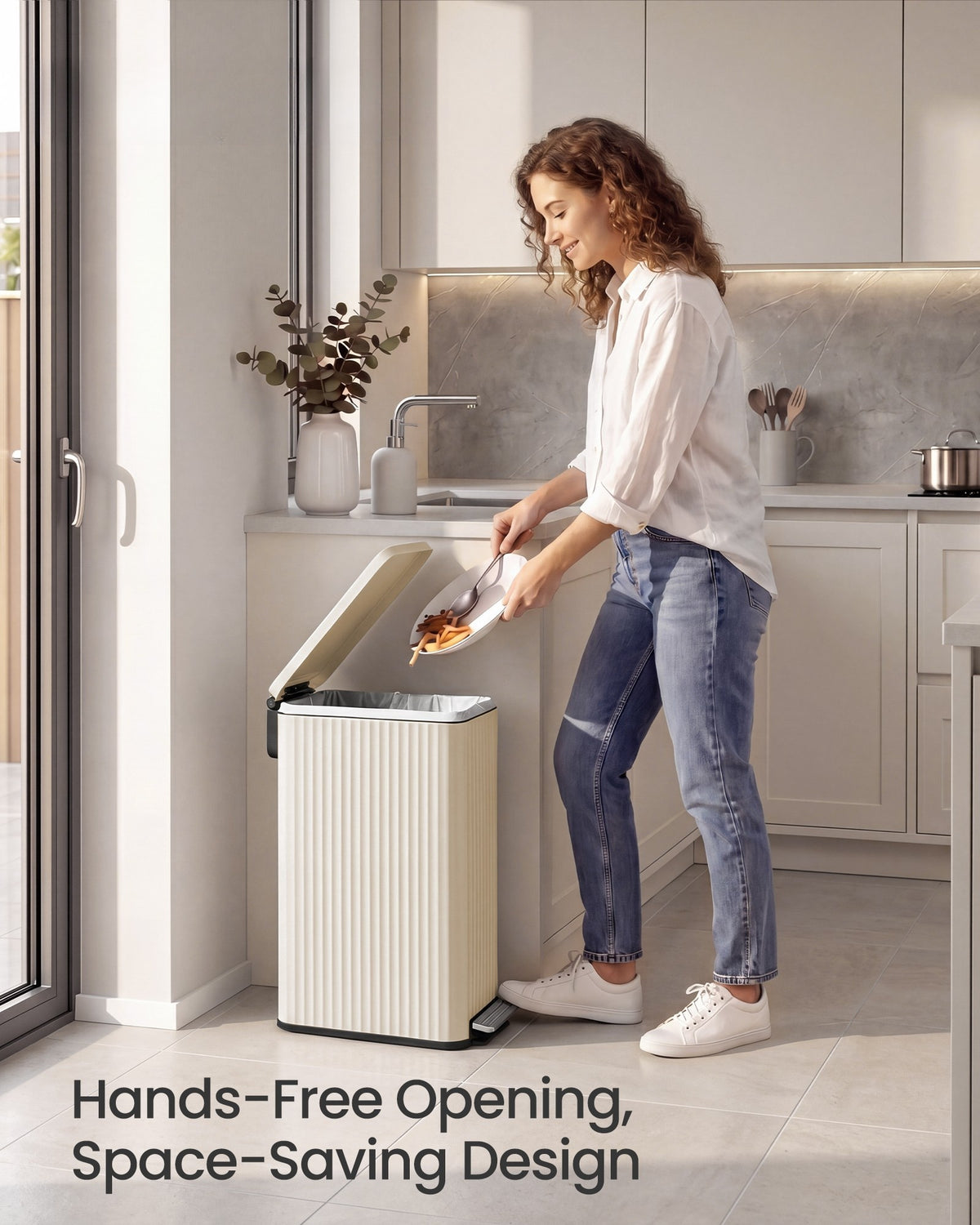 Slim Stainless Steel Trash Can With Lid And Removable Inner Bucket - product photo 59