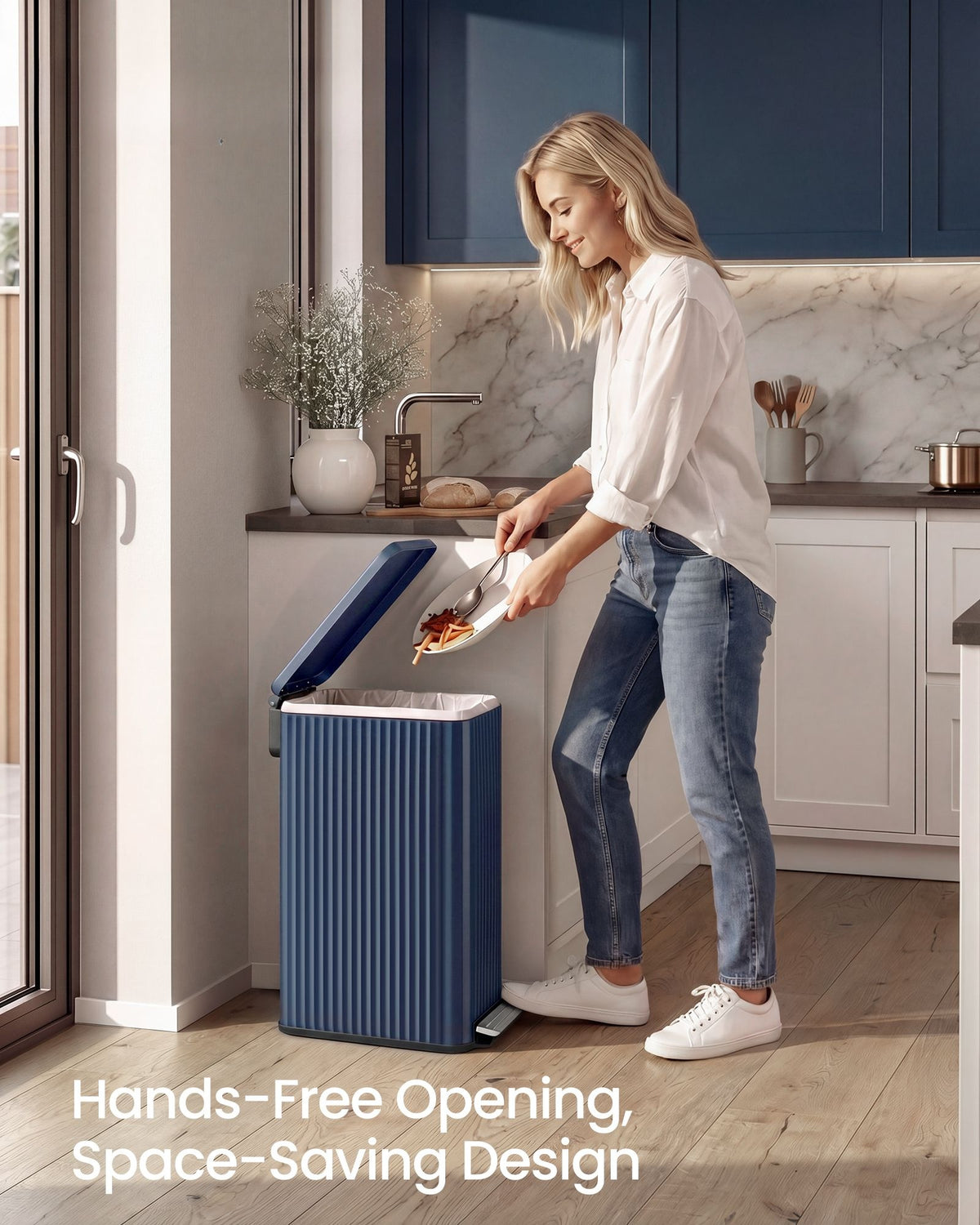 Slim Stainless Steel Trash Can With Lid And Removable Inner Bucket - product photo 74