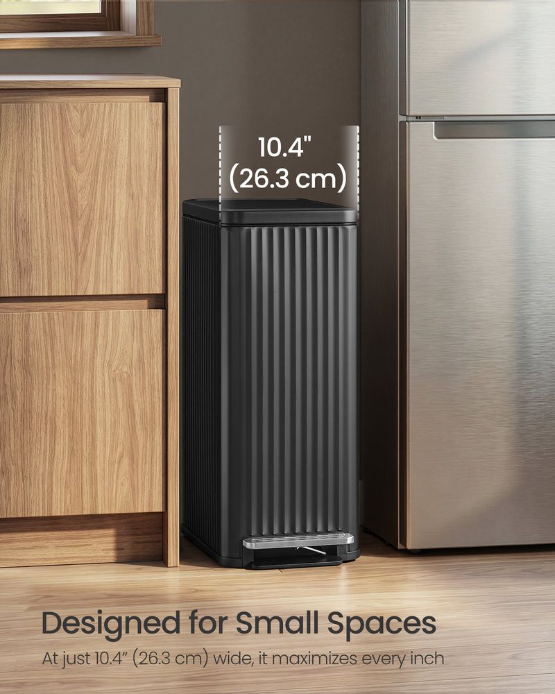 Slim Stainless Steel Trash Can With Lid For Kitchen - product photo 05