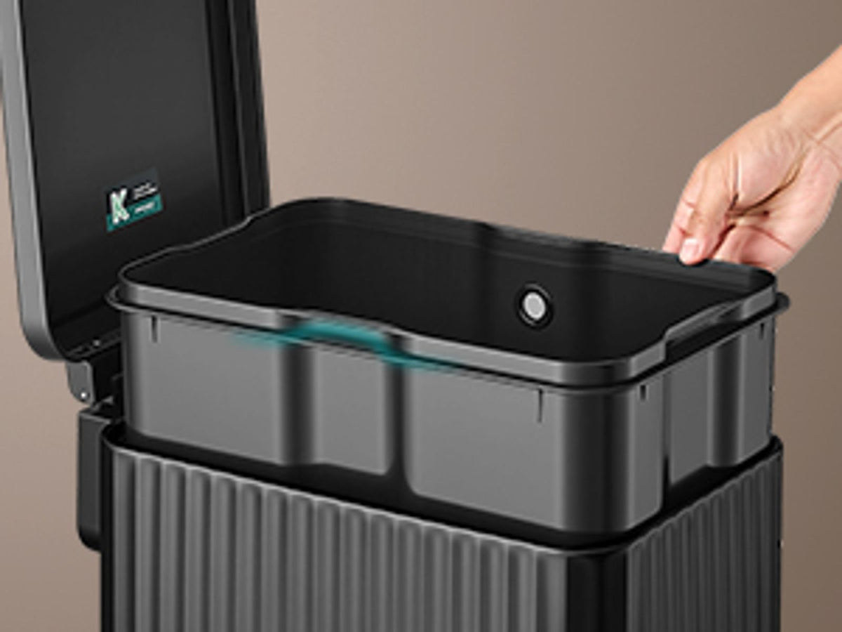 Slim Stainless Steel Trash Can With Lid For Kitchen - product photo 17