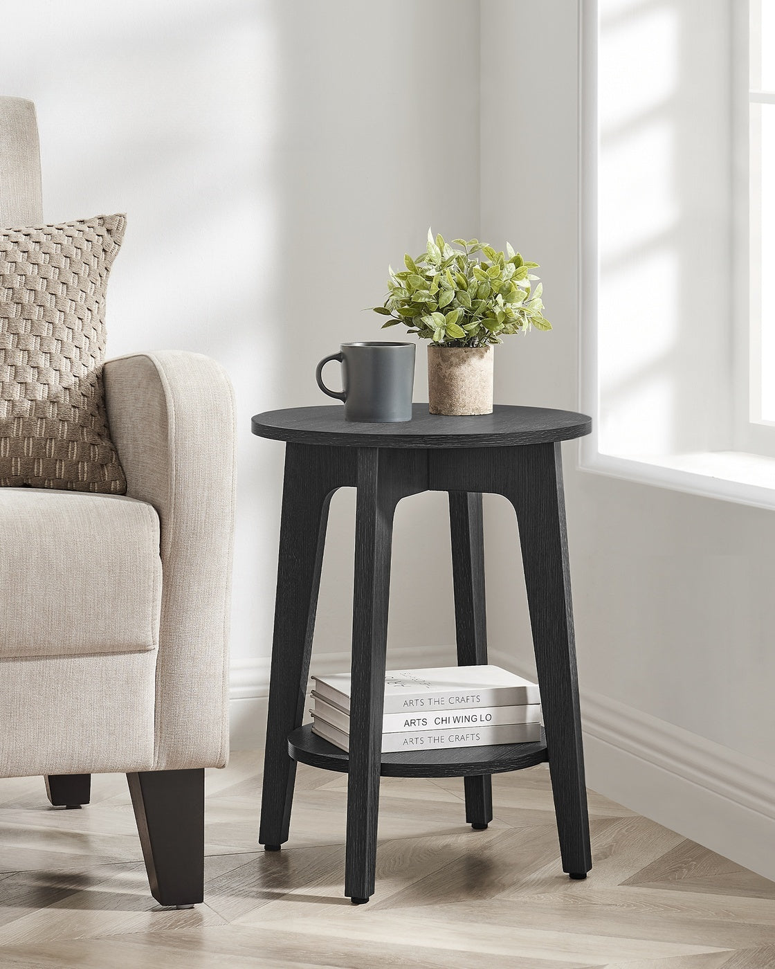 Small Round End Table With Lower Shelf - product photo 51