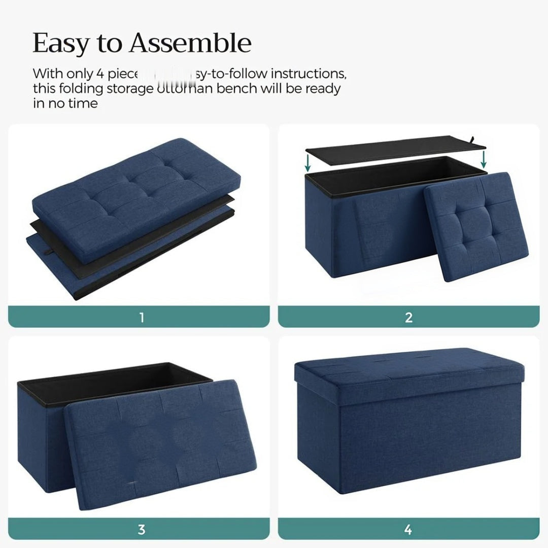 30 Inch Folding Storage Ottoman Bench With Lid & Storage Organizer – product view 11 | Ridgefield Furniture