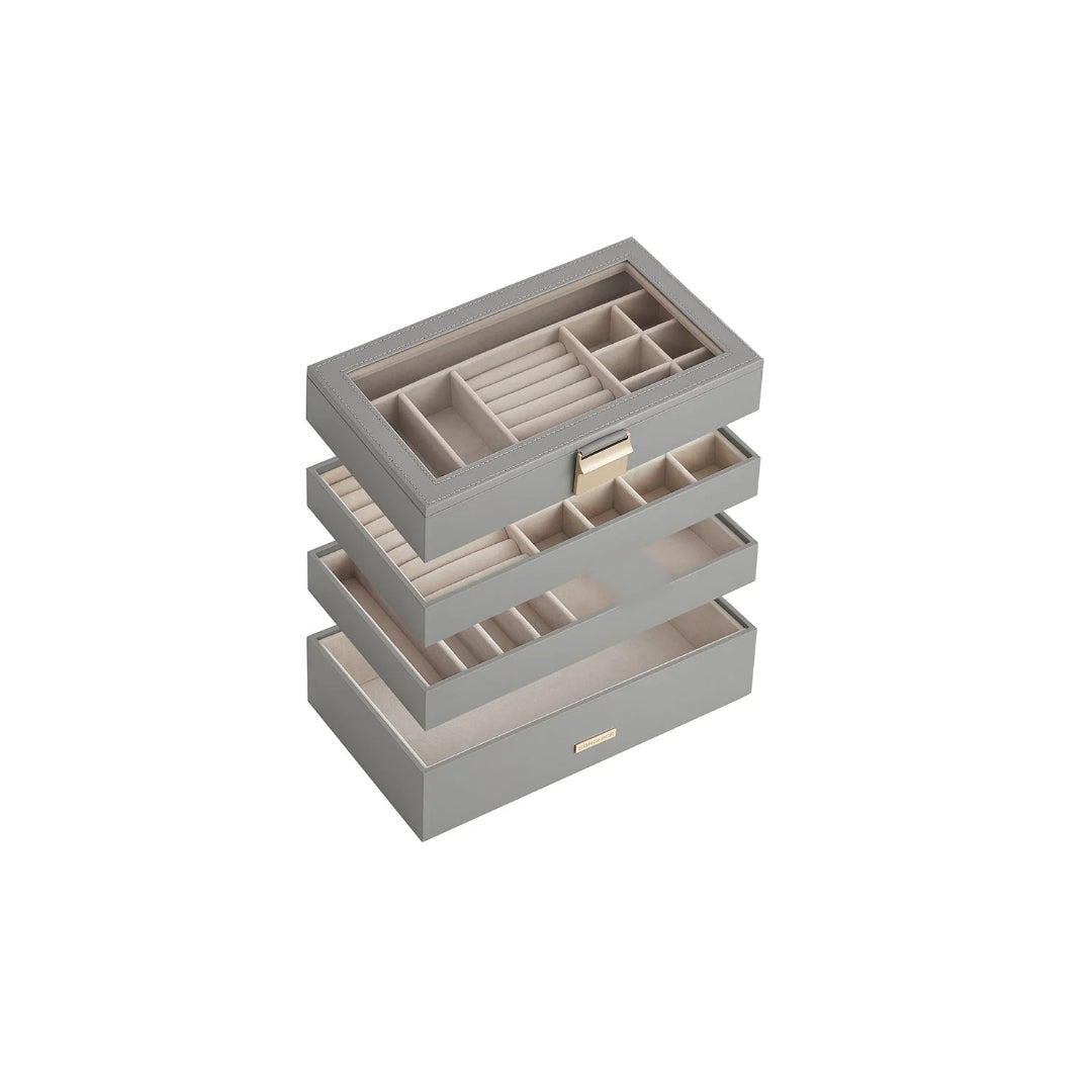 Stackable Jewelry Organizer Trays With Glass Lid 2 To 6 Tier – product view 5 | Ridgefield Furniture