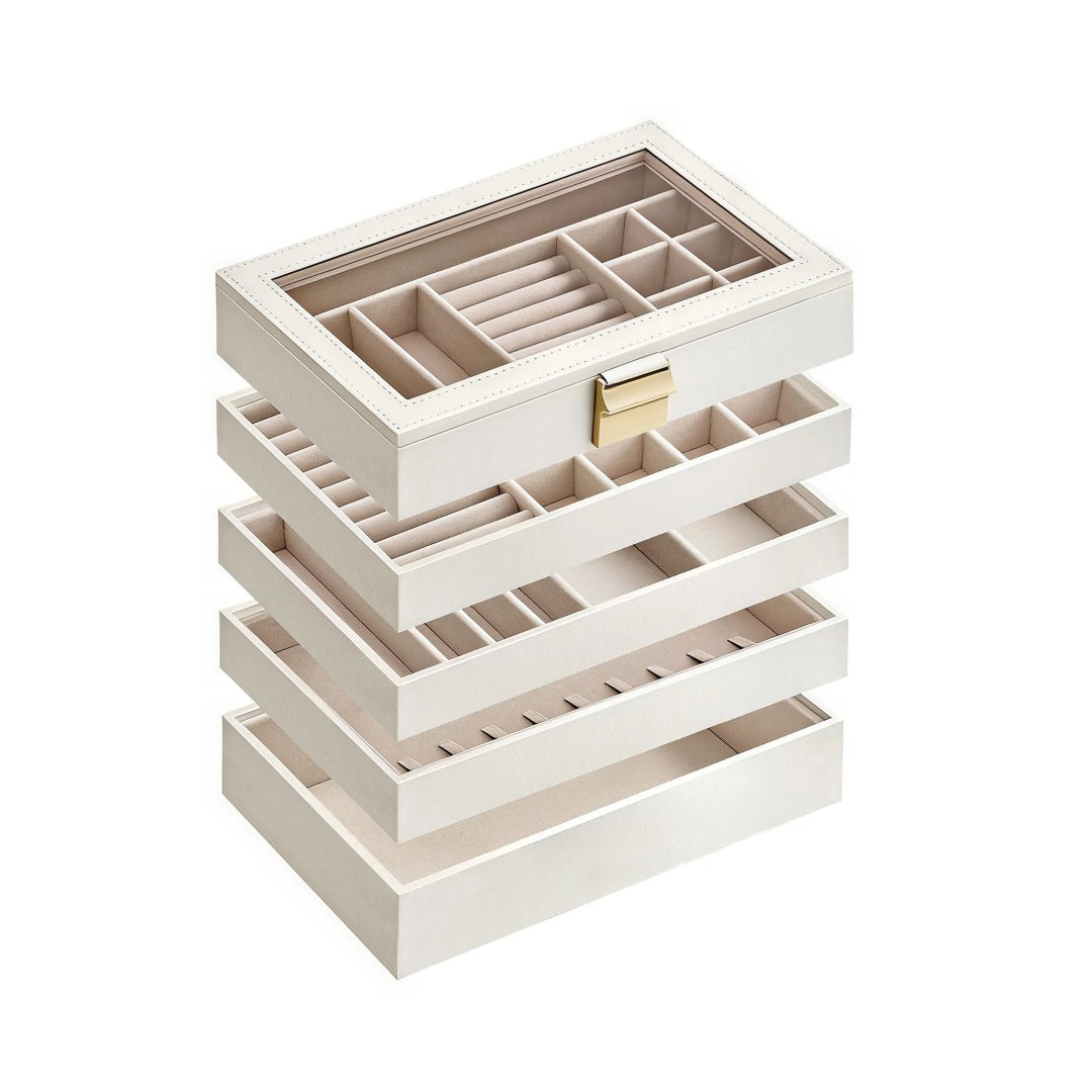 Stackable Jewelry Organizer Trays With Glass Lid 2 To 6 Tier – product view 6 | Ridgefield Furniture