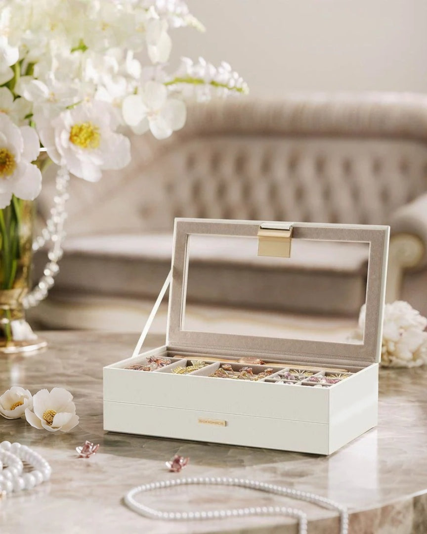 Stackable Jewelry Organizer Trays With Glass Lid 2 To 6 Tier – product view 9 | Ridgefield Furniture