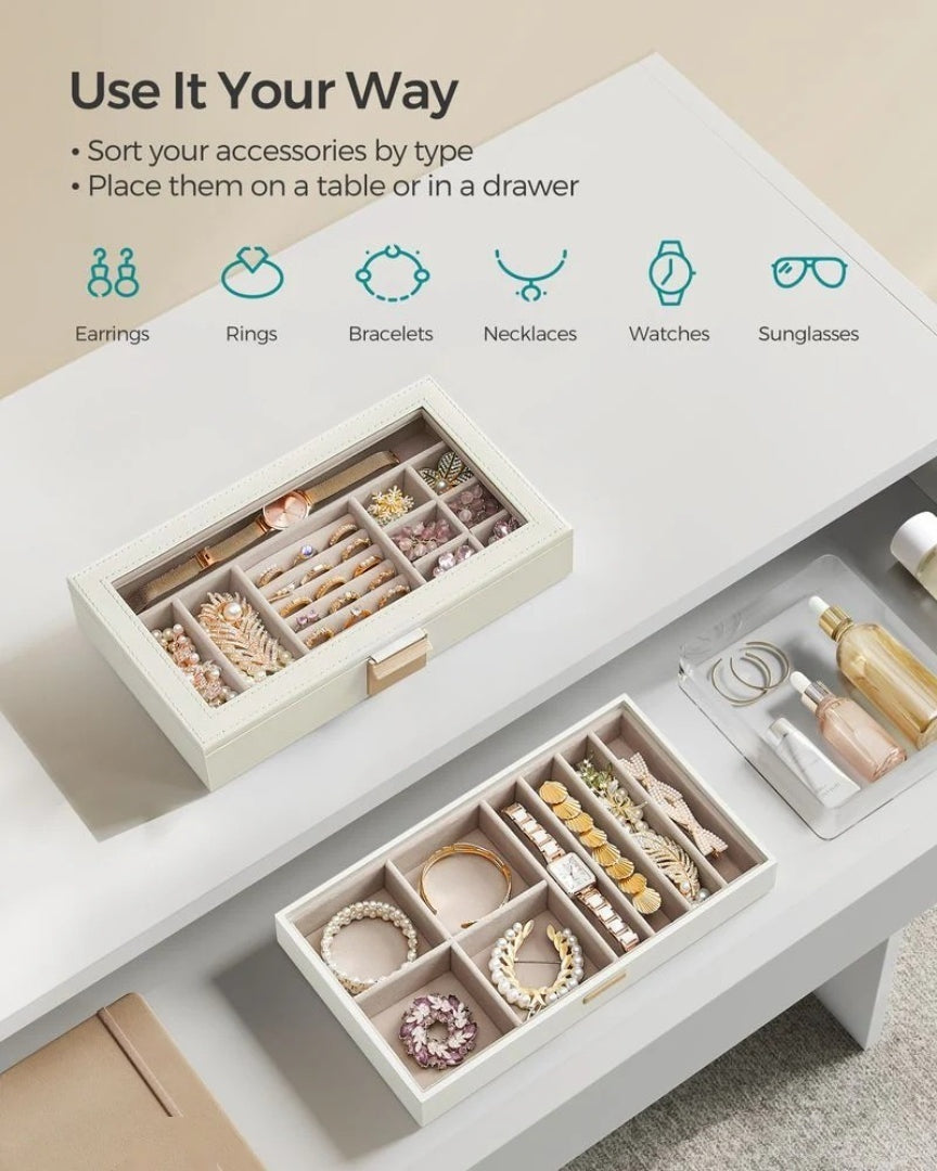 Stackable Jewelry Organizer Trays With Glass Lid 2 To 6 Tier – product view 10 | Ridgefield Furniture