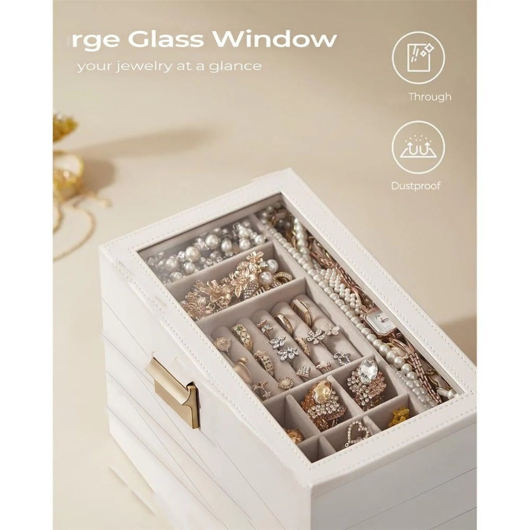 Stackable Jewelry Organizer Trays With Glass Lid 2 To 6 Tier – product view 16 | Ridgefield Furniture