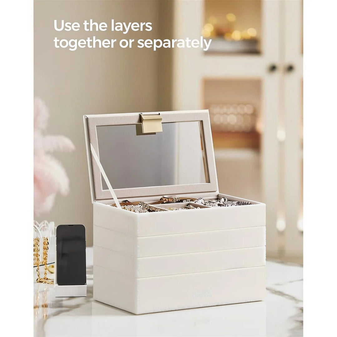 Stackable Jewelry Organizer Trays With Glass Lid 2 To 6 Tier – product view 17 | Ridgefield Furniture