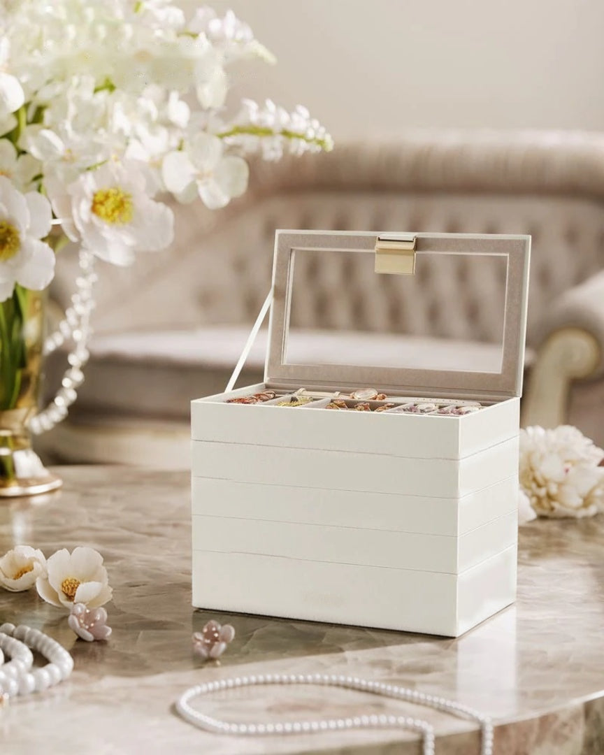 Stackable Jewelry Organizer Trays With Glass Lid 2 To 6 Tier – product view 21 | Ridgefield Furniture
