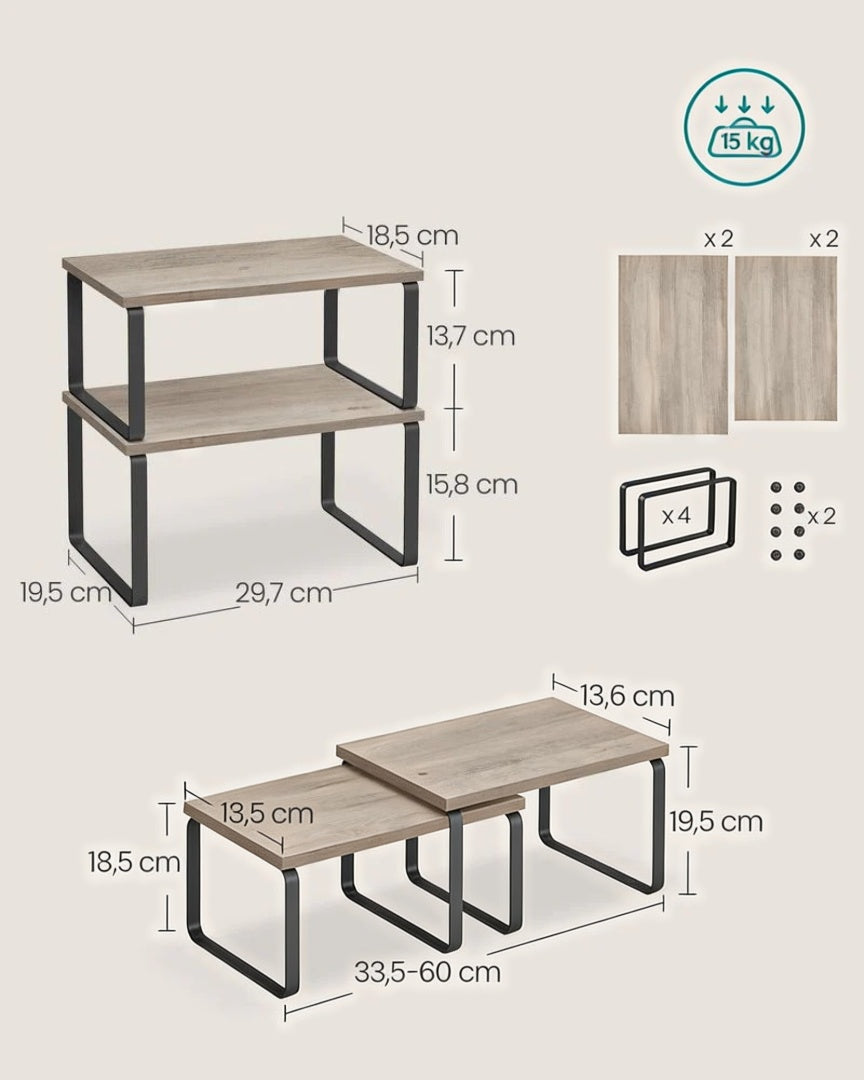 Stackable Kitchen Counter Shelves Set of 4 – product view 25 | Ridgefield Furniture