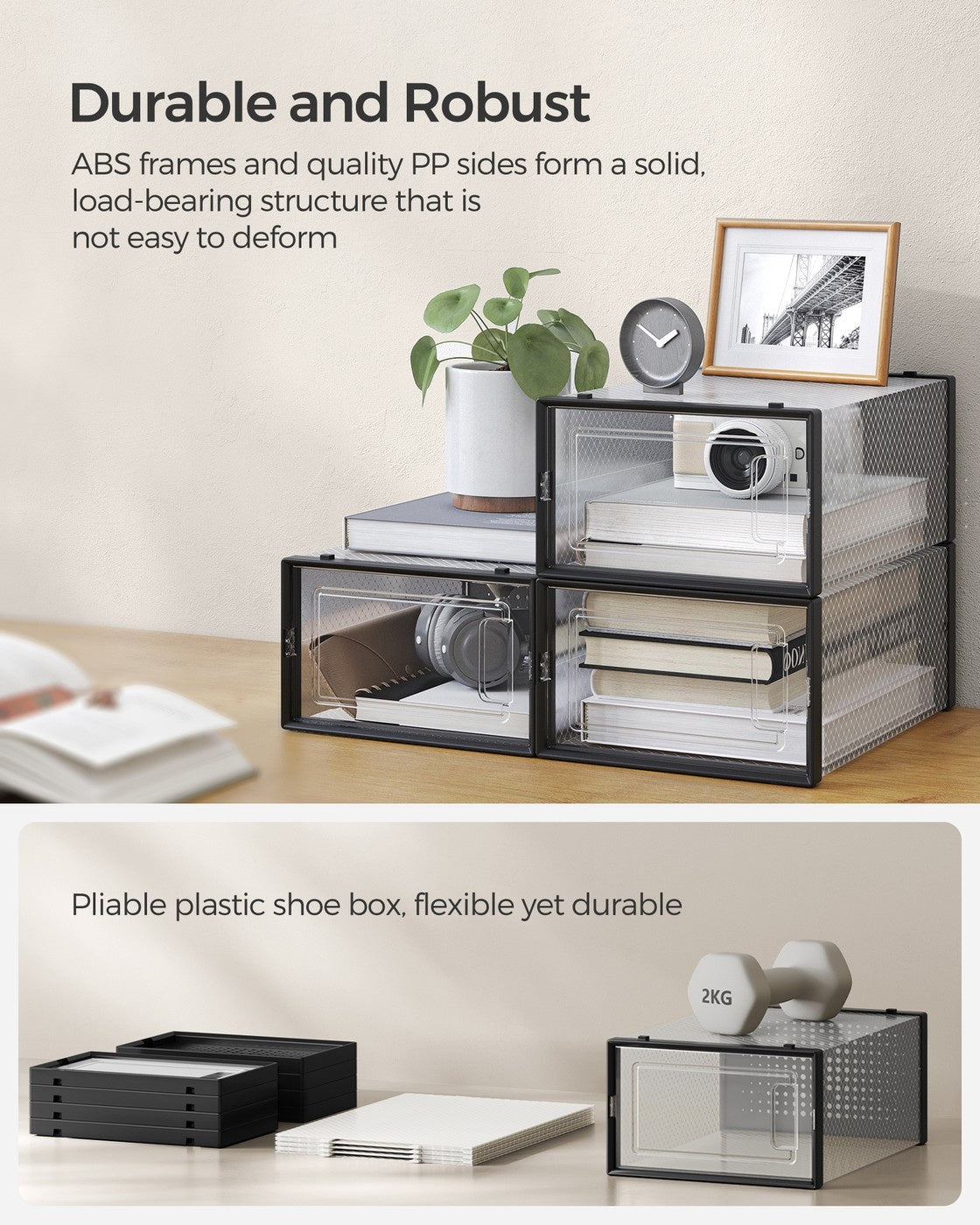 Stackable Shoe Storage Organizers, 12 Or 18 Count Clear Shoe Boxes - product photo 52
