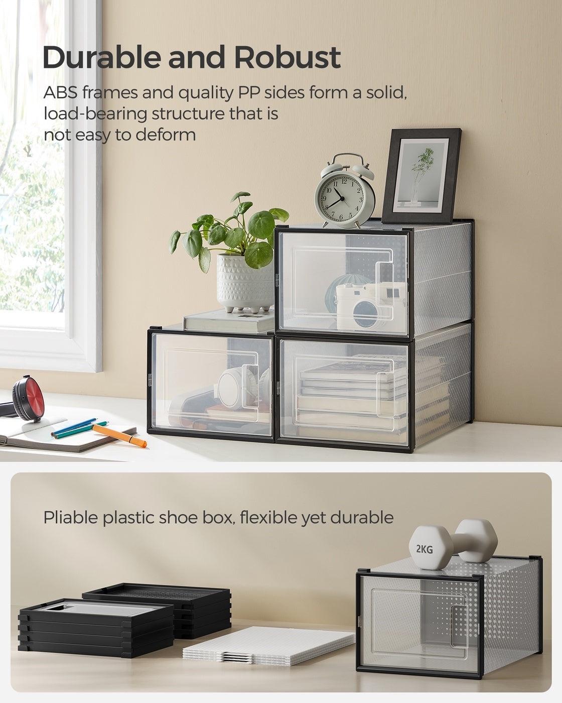 Stackable Shoe Storage Organizers, 12 Or 18 Count Clear Shoe Boxes - product photo 56