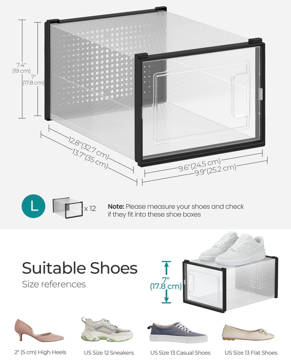 Stackable Shoe Storage Organizers, 12 Or 18 Count Clear Shoe Boxes - product photo 57