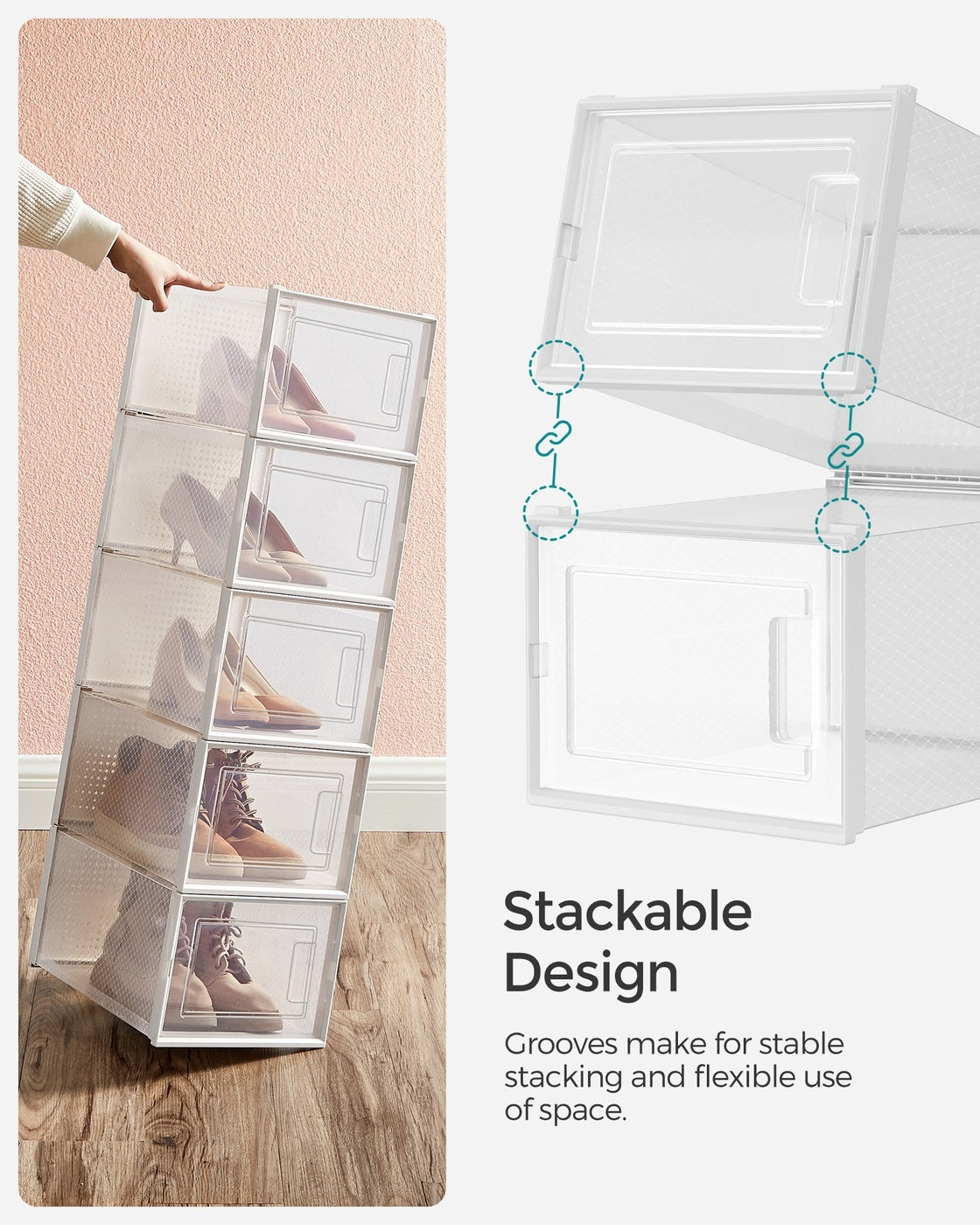 Stackable Shoe Storage Organizers, 12 Or 18 Count Clear Shoe Boxes - product photo 60