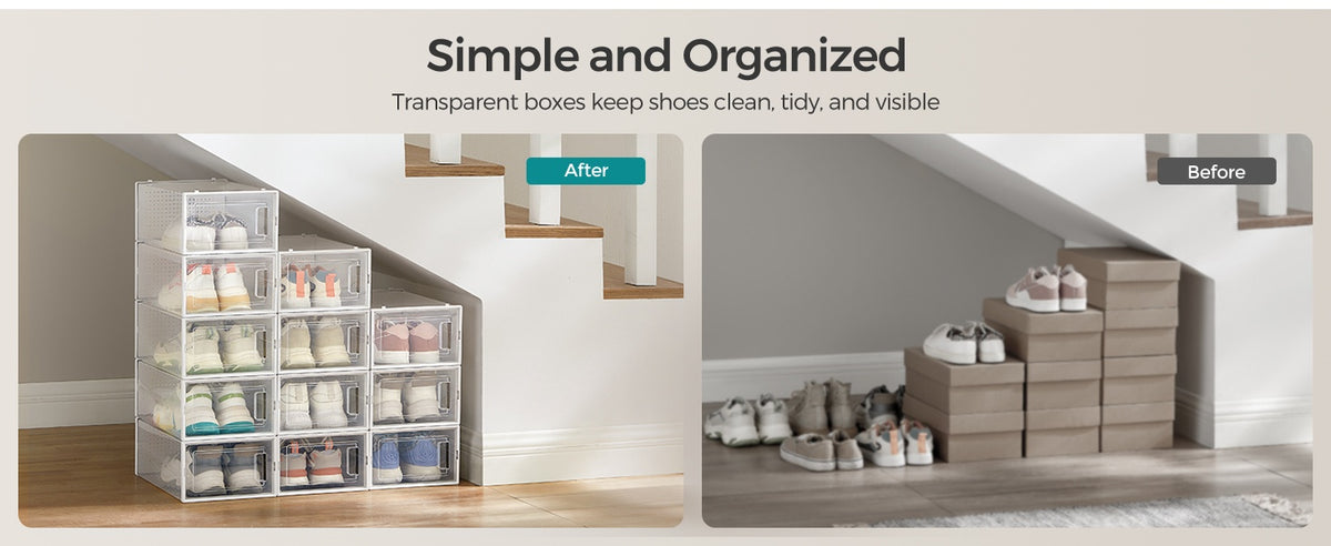 Stackable Shoe Storage Organizers, 12 Or 18 Count Clear Shoe Boxes - product photo 70