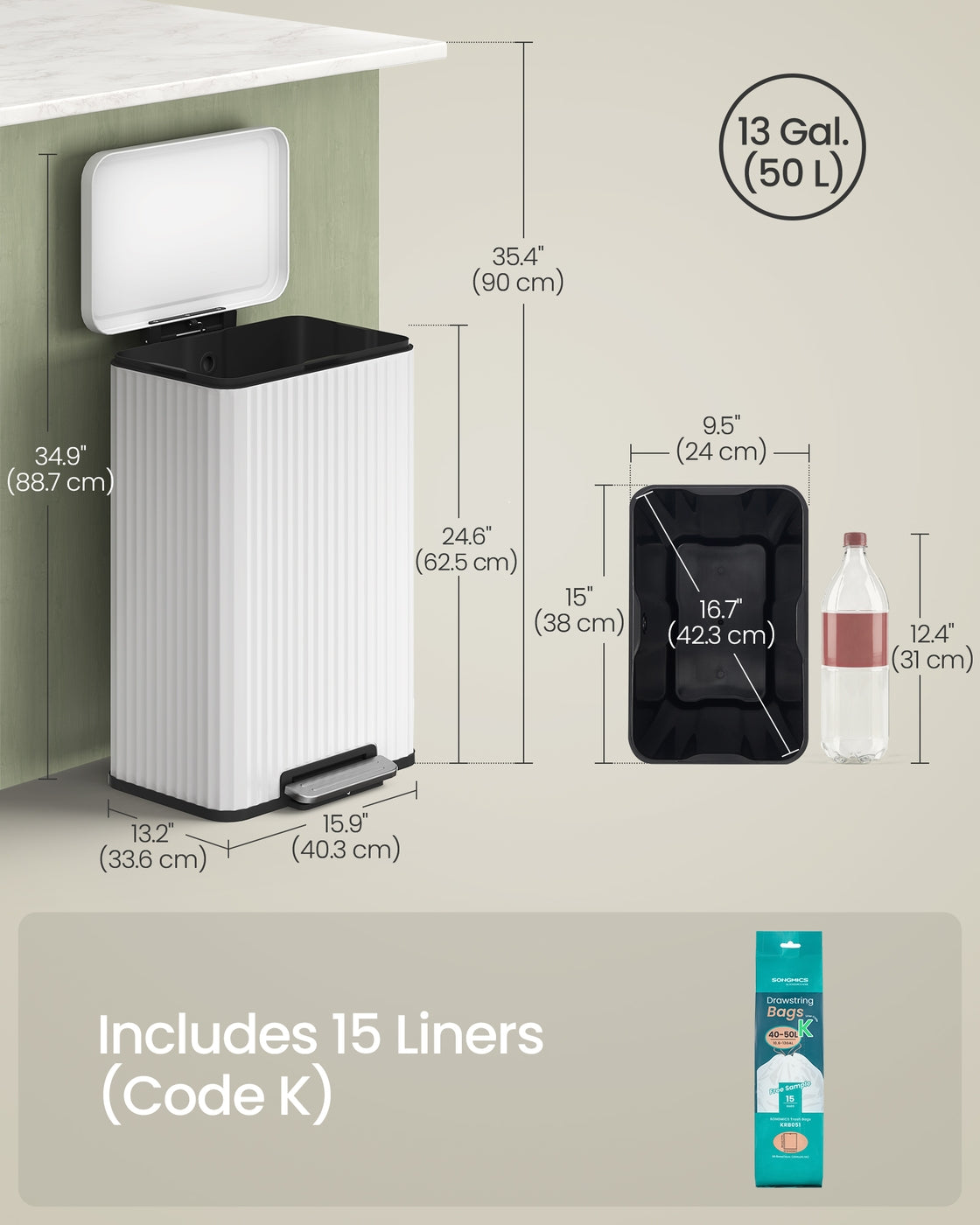 Stainless Steel Garbage Can With Lid And Removable Inner Bucket - product photo 23