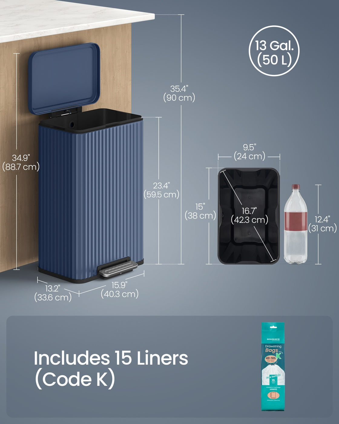 Stainless Steel Garbage Can With Lid And Removable Inner Bucket - product photo 47
