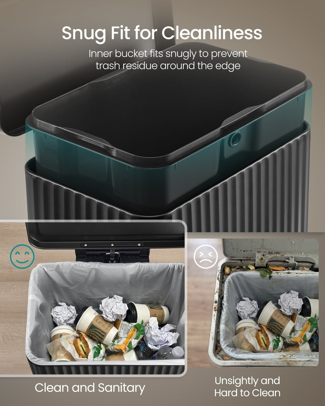 Stainless Steel Garbage Can With Lid And Removable Inner Bucket - product photo 53