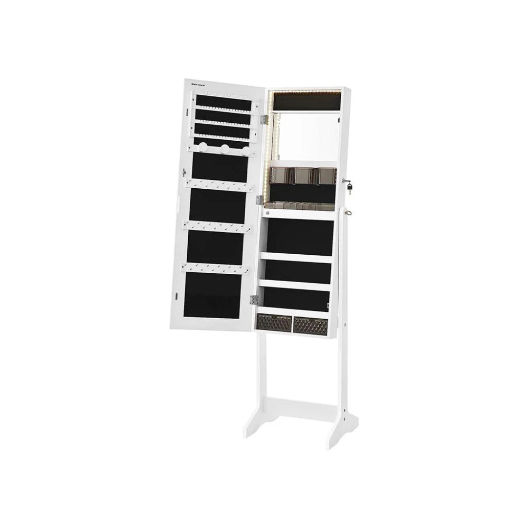 Standing Mirror Jewelry Cabinet With LED Lights And Lock – product view 1 | Ridgefield Furniture