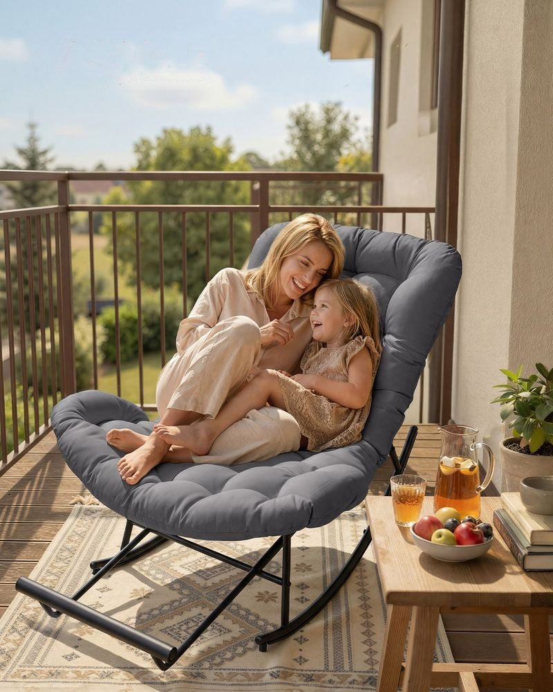 Steel Rocking Papasan Chair For Patio Bedroom Or Living Room - product photo 02