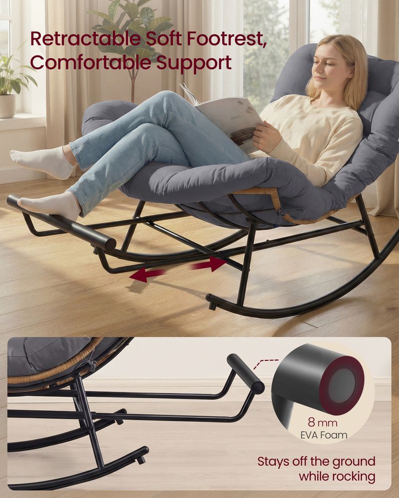 Steel Rocking Papasan Chair For Patio Bedroom Or Living Room - product photo 05