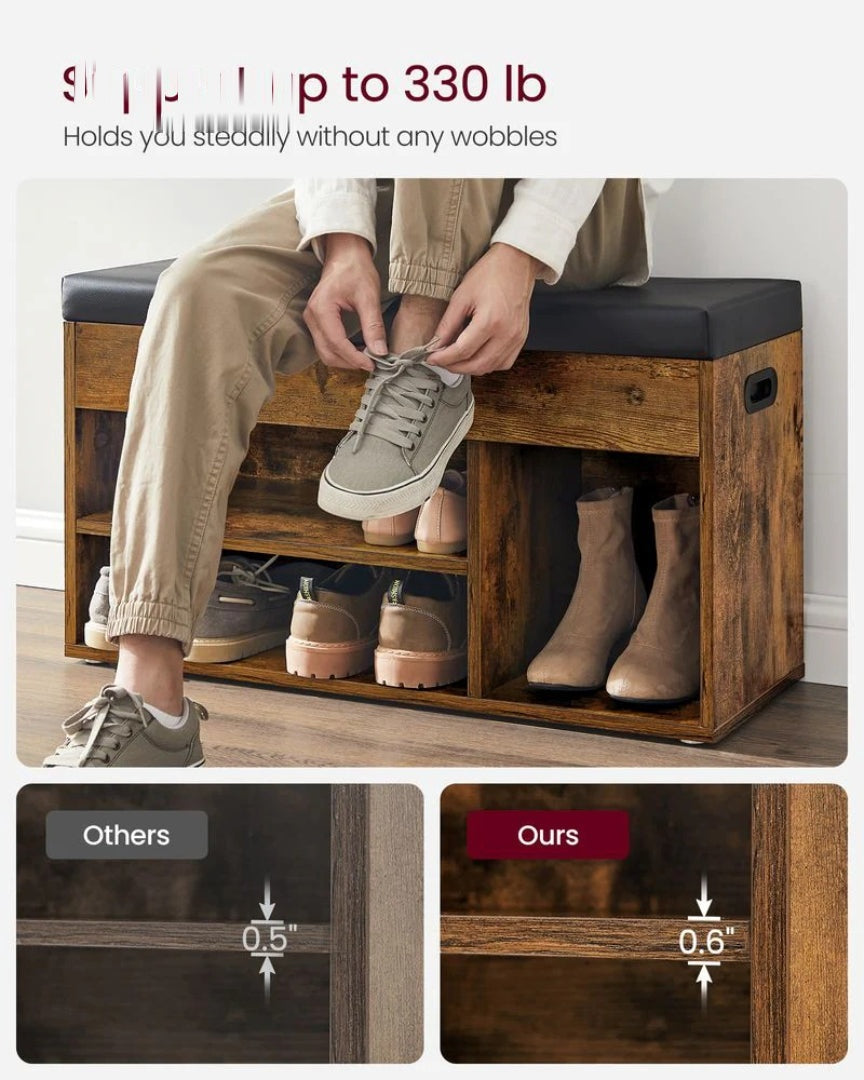 Shoe Storage Bench With Cushion – product view 10 | Ridgefield Furniture