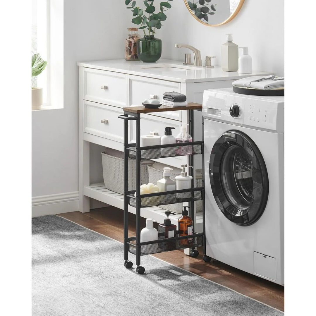 4 Tier Slim Rolling Storage Cart Narrow Utility Shelf – product view 8 | Ridgefield Furniture