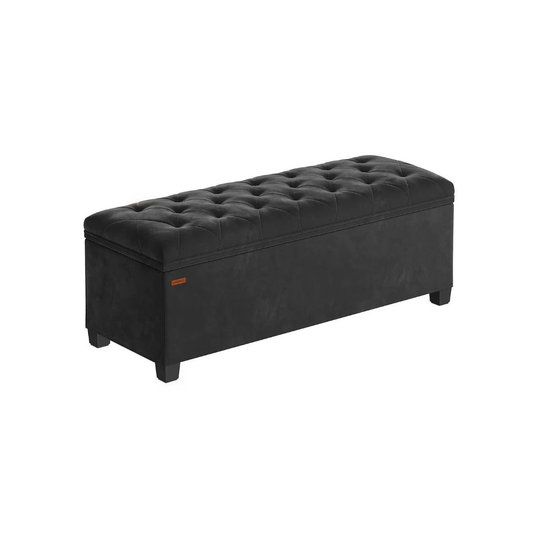 43 Inch Storage Ottoman Bench With Legs & Flip Lid Upholstered – product view 2 | Ridgefield Furniture