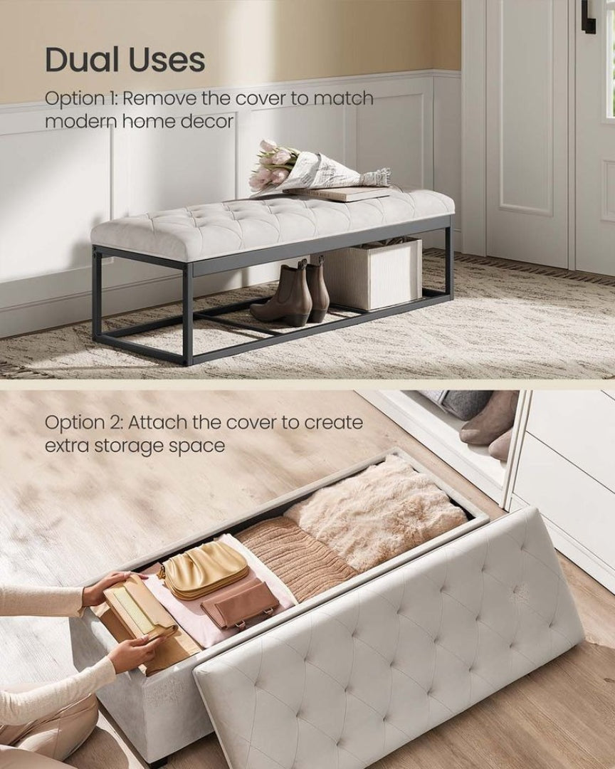 43 Inch Storage Ottoman Bench With Legs & Flip Lid Upholstered – product view 10 | Ridgefield Furniture
